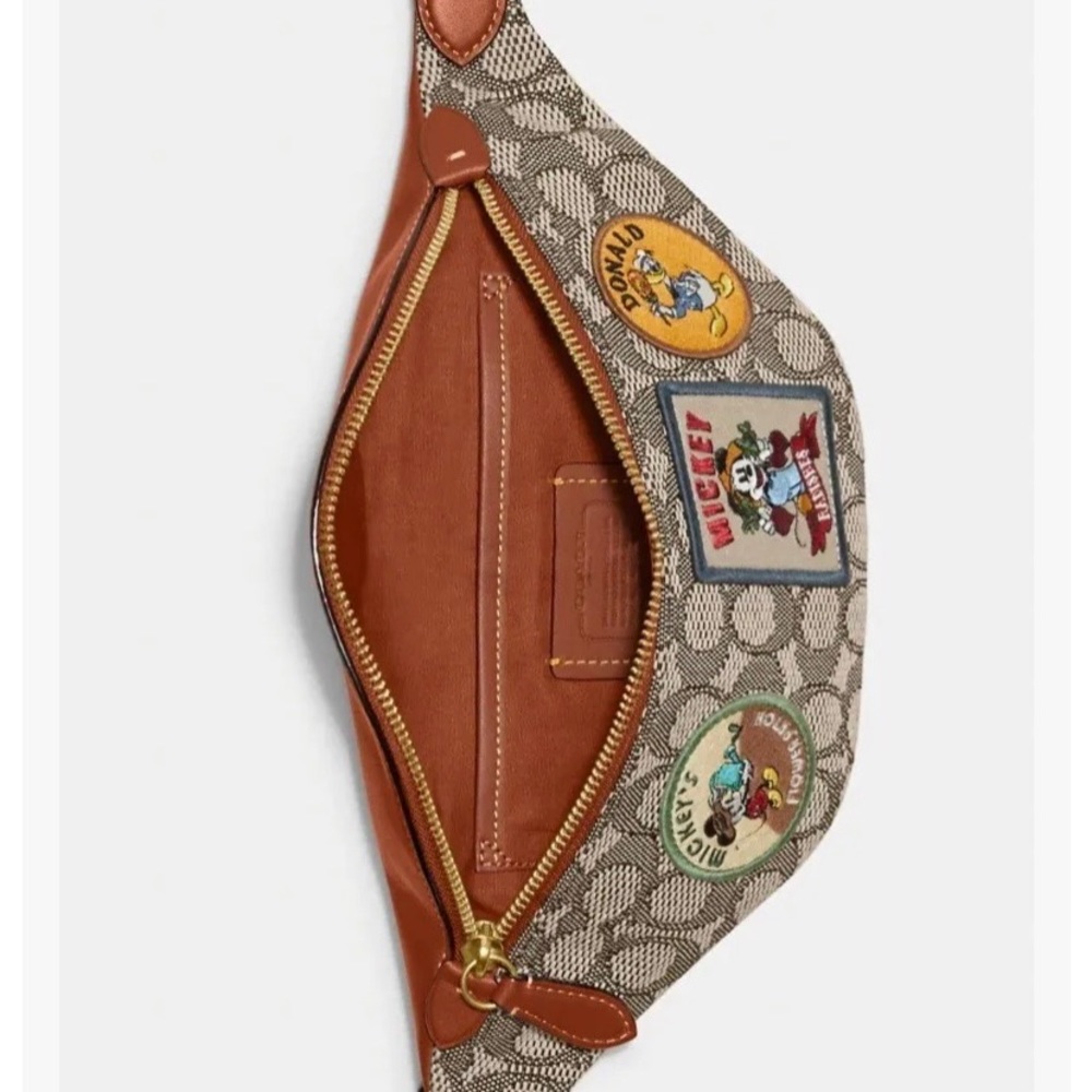 Disney X Coach Charter Belt Bag 7 In Signature Textile Jacquard With Patches - Picture 10 of 15